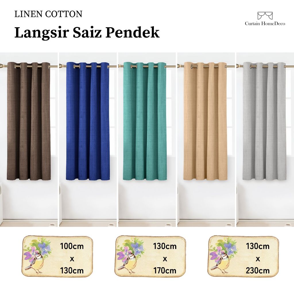 15/8 Mad| [LOCAL SELLER]Ready stock Curtain 80% Blackout Plain Texture Langsir Siap Jahit Murah Hook/Ring