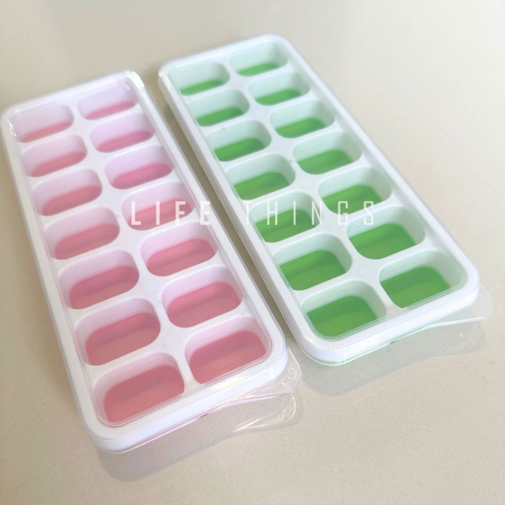 Silicone Plastic Ice Cubes Mold Mould, Ice Cube Tray With Lid , Ice Maker, Bekas Pembuat Ais Batu, 6 Grids/14 Grids