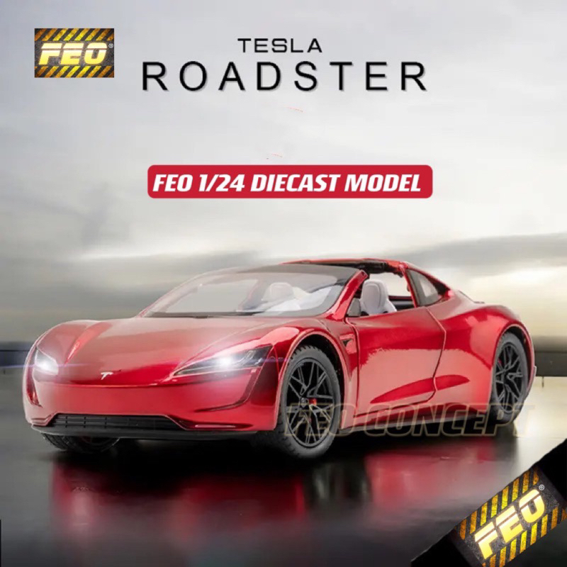 FEO TESLA Roadster Model Y Diecast Car Model Alloy Car Diecast Model Toy Vehicle Pull Back Car Kereta Mainan Toy Car