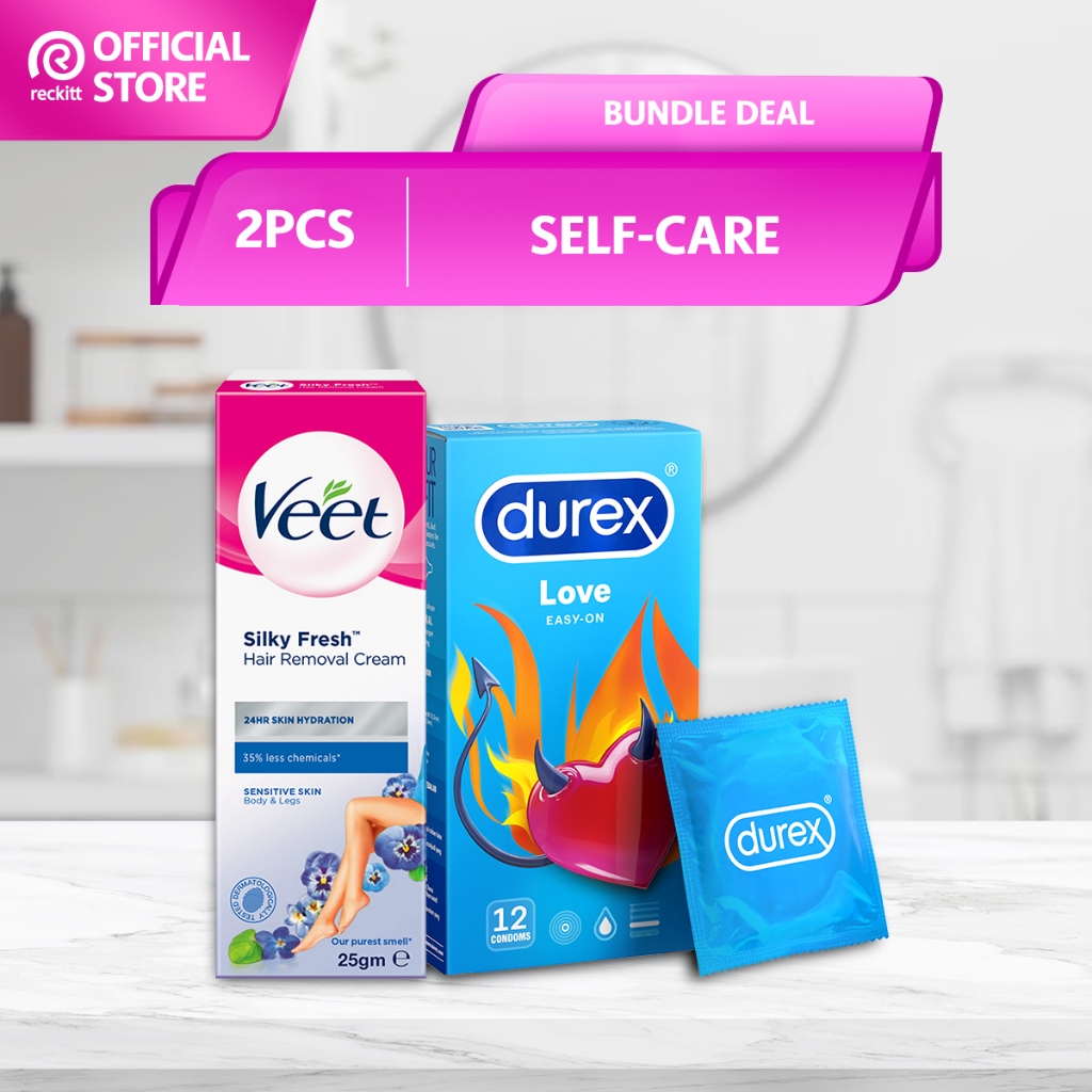 [Self-care bundle] Durex Love Condoms 12's + Veet Hair Removal Cream Sensitive 25g