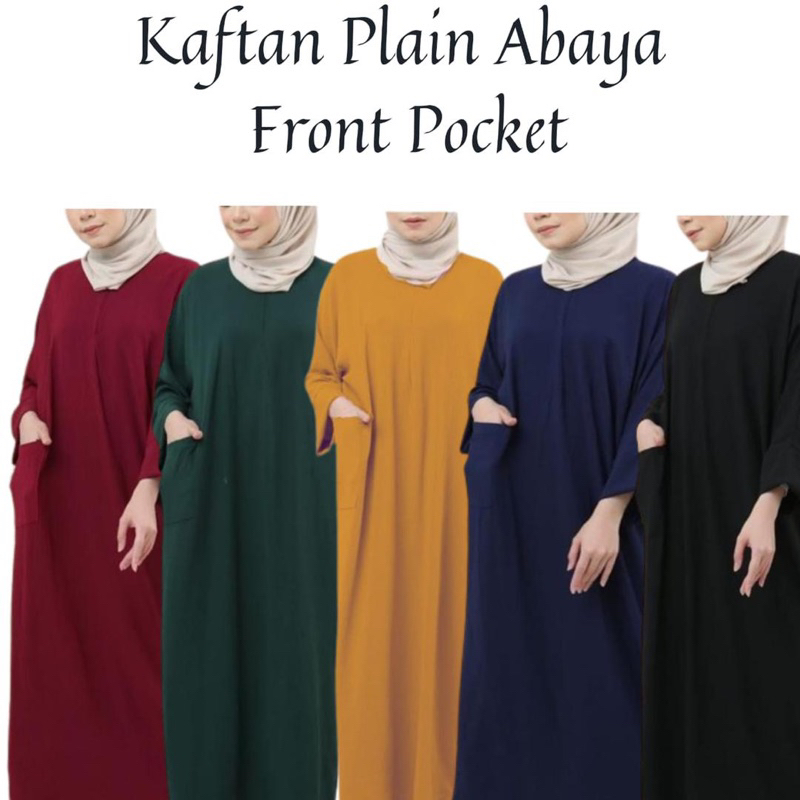 Kaftan Plain Abaya Front Mobile Pocket (Italian CEY Crepe)