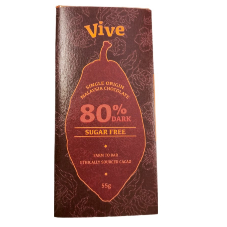 Vive Snack 80% KETO Dark Chocolate Bar [Sugar Free] 生酮黑巧克力 (無糖) - 45g