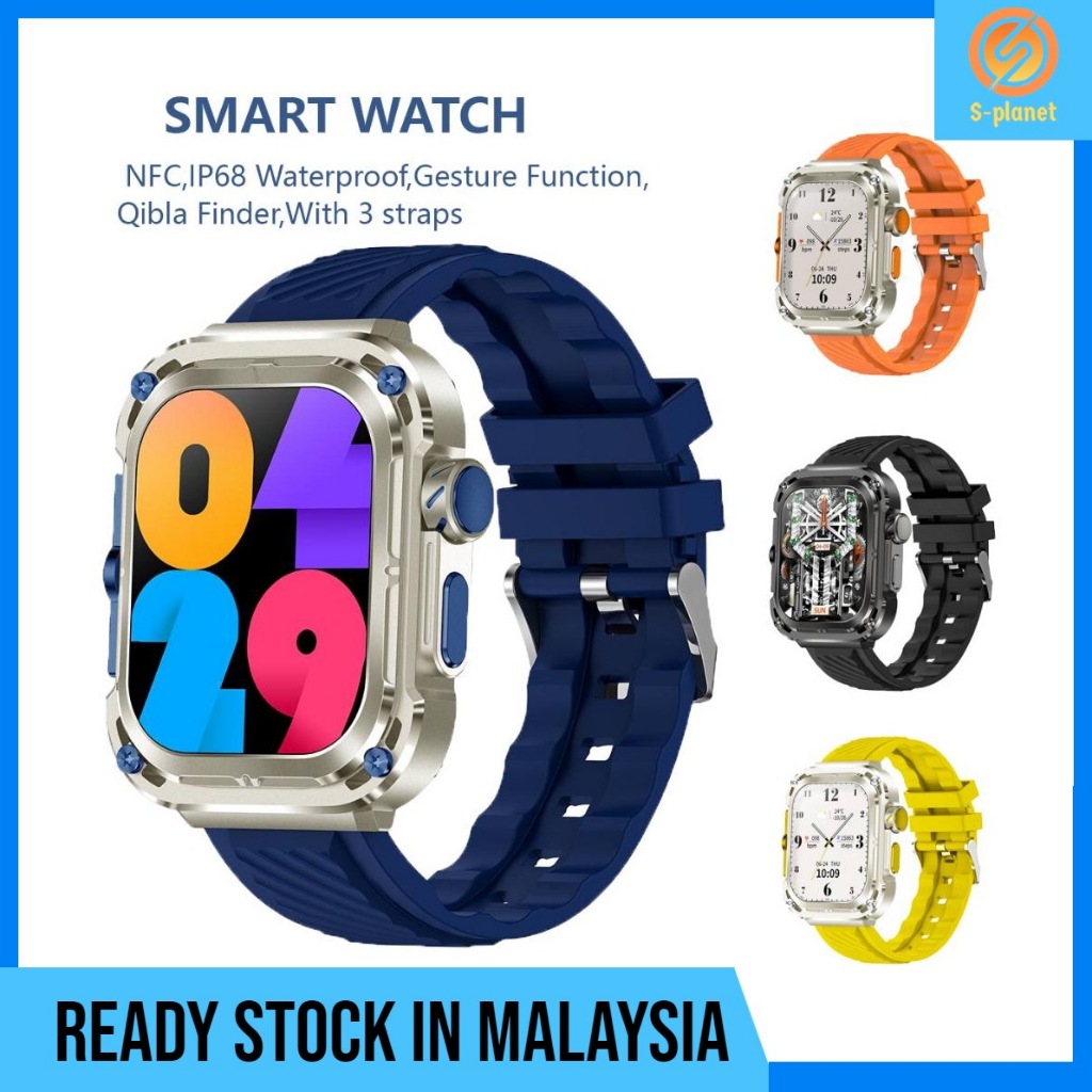 NEW 2024 Kiblat Function Smart Watch Z85 Max Square Screen Waterproof Compass NFC Heart Rate Inteligente Smart Watch