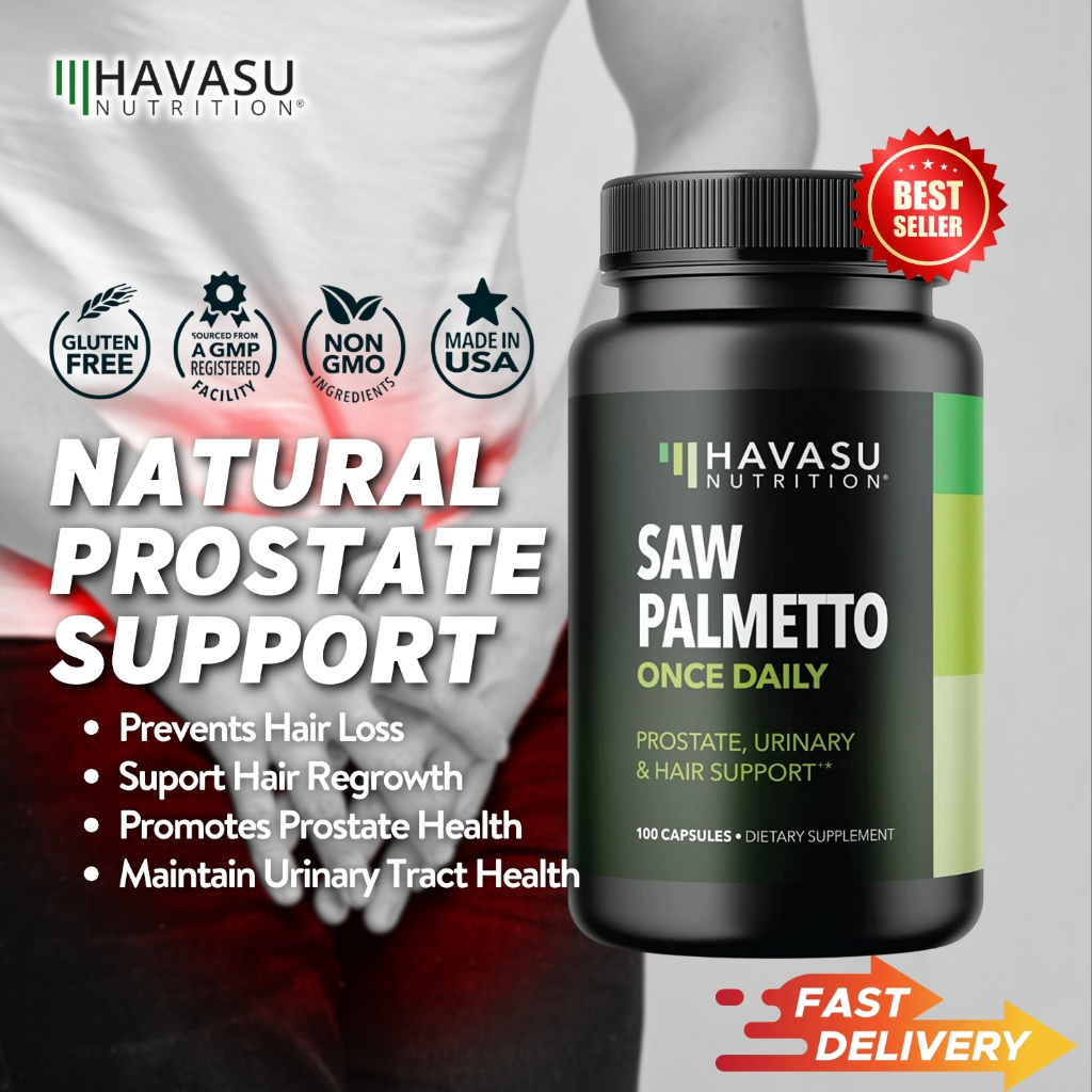 Havasu Nutrition Saw Palmetto Supports Prostate Health, Hair Loss, DHT Blocker & Urinary Tract Health - 100caps