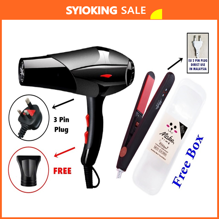 Hair dryer Straightener Pelurus Rambut Portable Styling Straightener Dryer Set Pengering Iron Murah 吹风机直发器