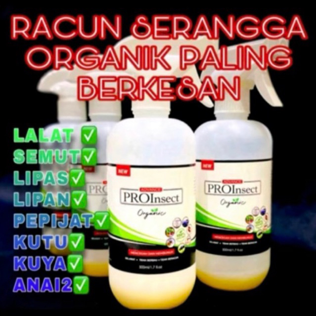 PROINSECT Bed Bug & Dust mite Spray Repellent Spray Serangga Organic Pro insect pest anti Lalat Lipas Semut Pepijat Kutu