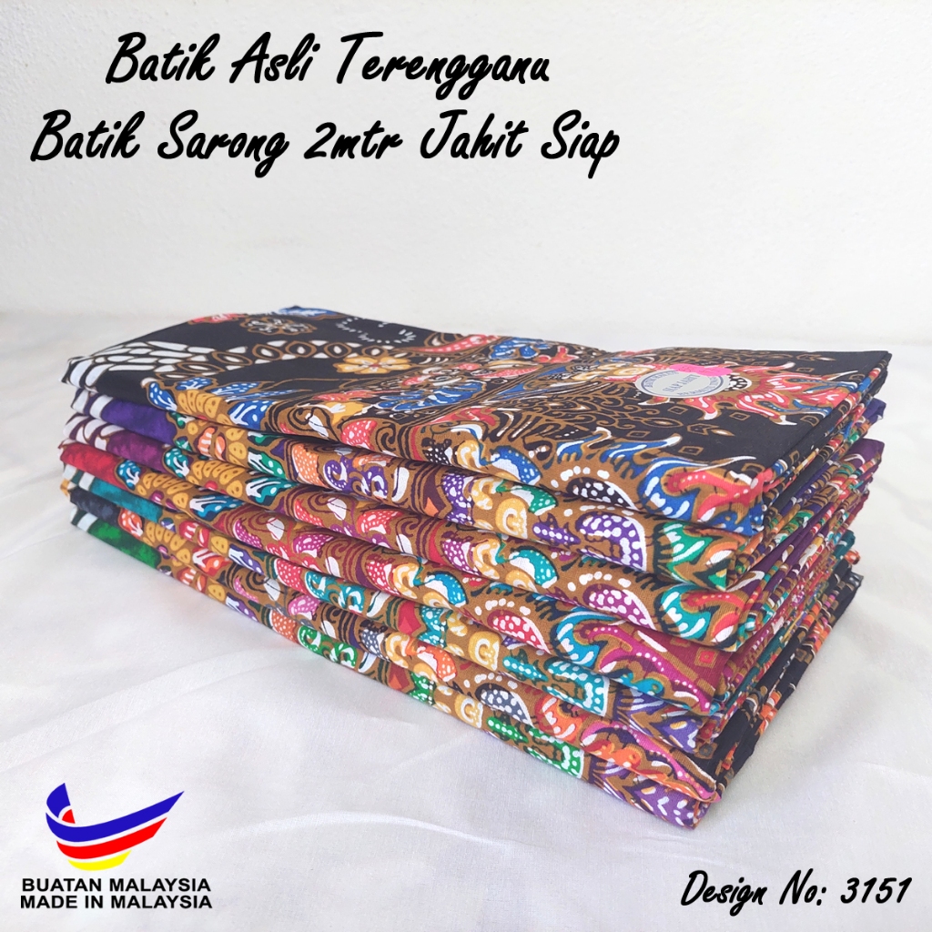 Batik Asli Terengganu (Batik Sarong 2mtr Jahit Siap)
