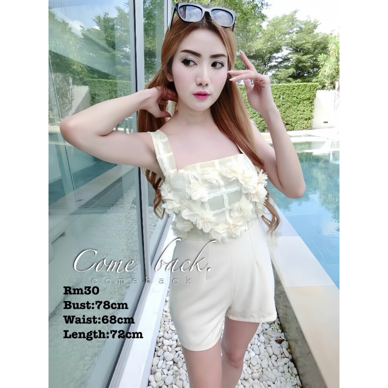 Thai women's three-dimensional flower jumpsuit 泰国女装立体花连衣裤