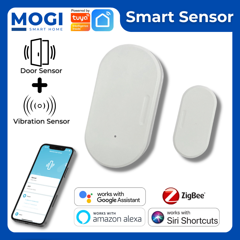 MOGI Tuya Zigbee Door/Window Vibration Sensor Wireless Battery Sensor Smart Life Alexa Google Home