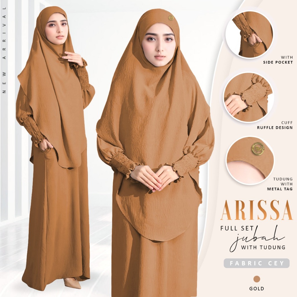 Raya ArrivalArissa Full Set Jubah With Tudung Ironless (Free Size) By Women Hijab Collection