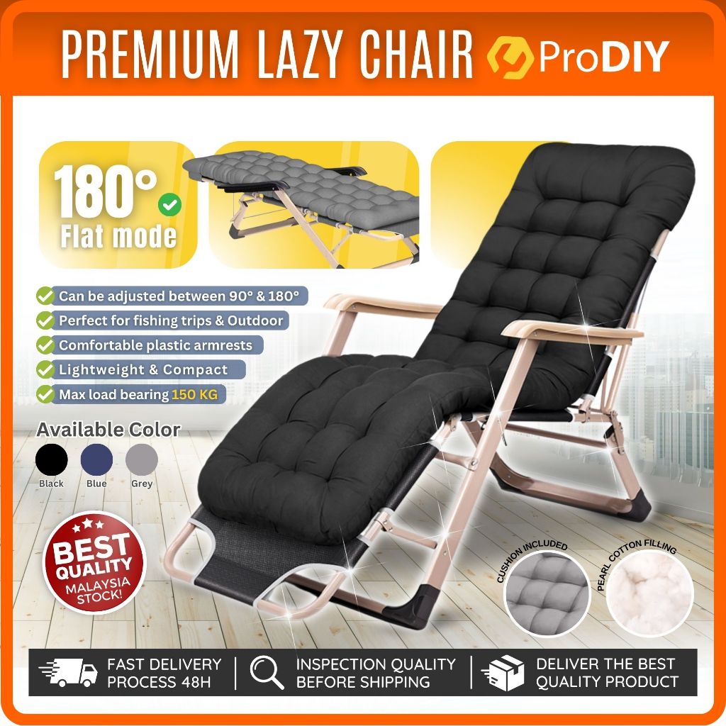 Folding Bed Premium Foldable Lazy Chair Comfortable Recliner Chair Kerusi Lipat (5 Years Warranty for Premium Chair)