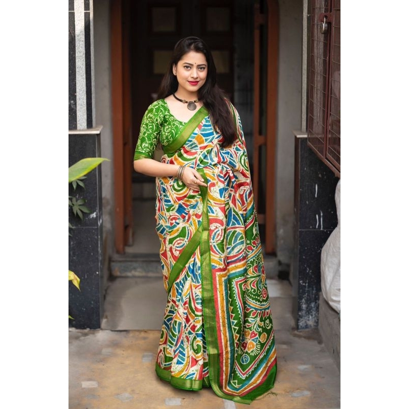 Soft Cotton Batik Printed Saree