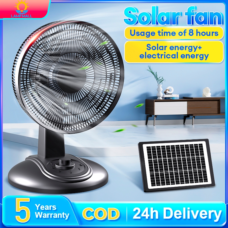 Solar Fan DC Fan Large Wind Portable Fan Desktop ' 16' Ultra Long Battery Life Rechargeable Fan Outdoor Solar Fan