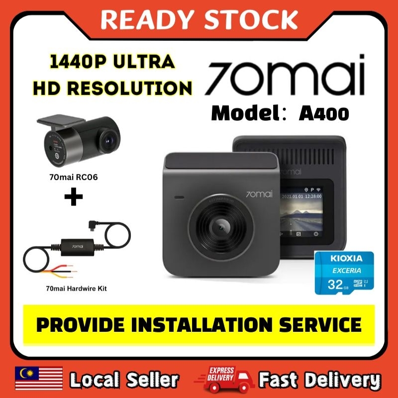 [ ]70mai A400 Front n Rear DVR Car Recorder DashCam QHD 1440P Rear Cam Night Vision 70 mai Dash Cam