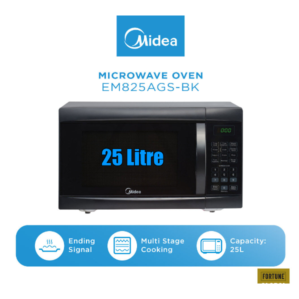 Midea Microwave Oven Solo Type Digital Panel 800W 25 Litre EM-825AGS-BK