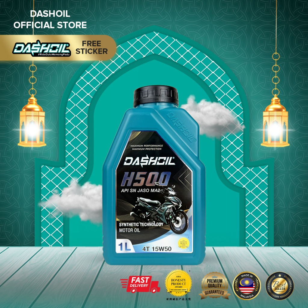 DashOil High Performance H500 4T 15w50 1L Semi Synthetic SN Motorcycle Engine Oil Minyak Hitam Pelincir Motor Y15 LC135
