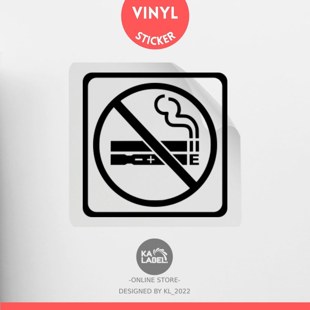 【 Ready Made 】No Vaping Allowed Door Window Glass Sign Sticker - Home / Office / Shop Vinyl Sticker (Die-cut) A-90