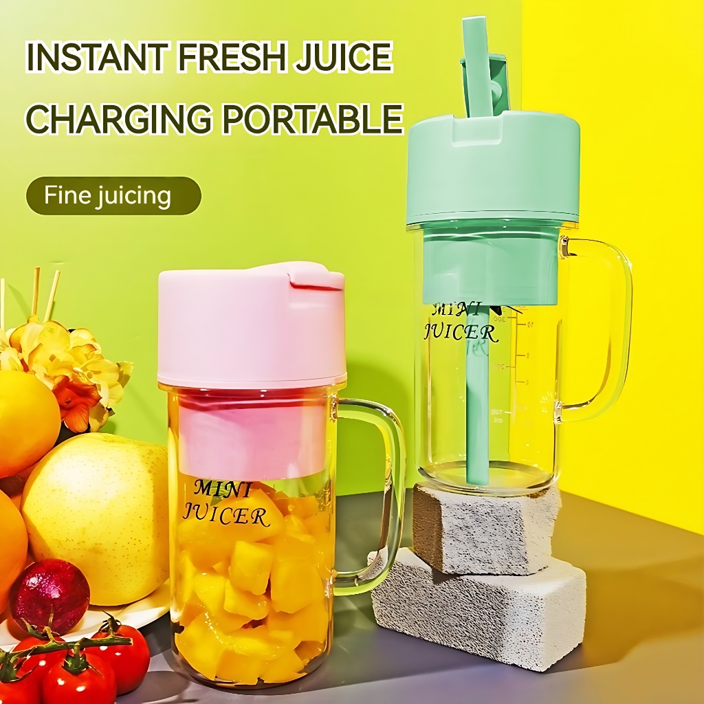 Portable Electric Juicer Mini Juicing Cup Blender With Straw Household Fresh Juice Vegetable Smoothie Milkshake 吸管榨汁杯