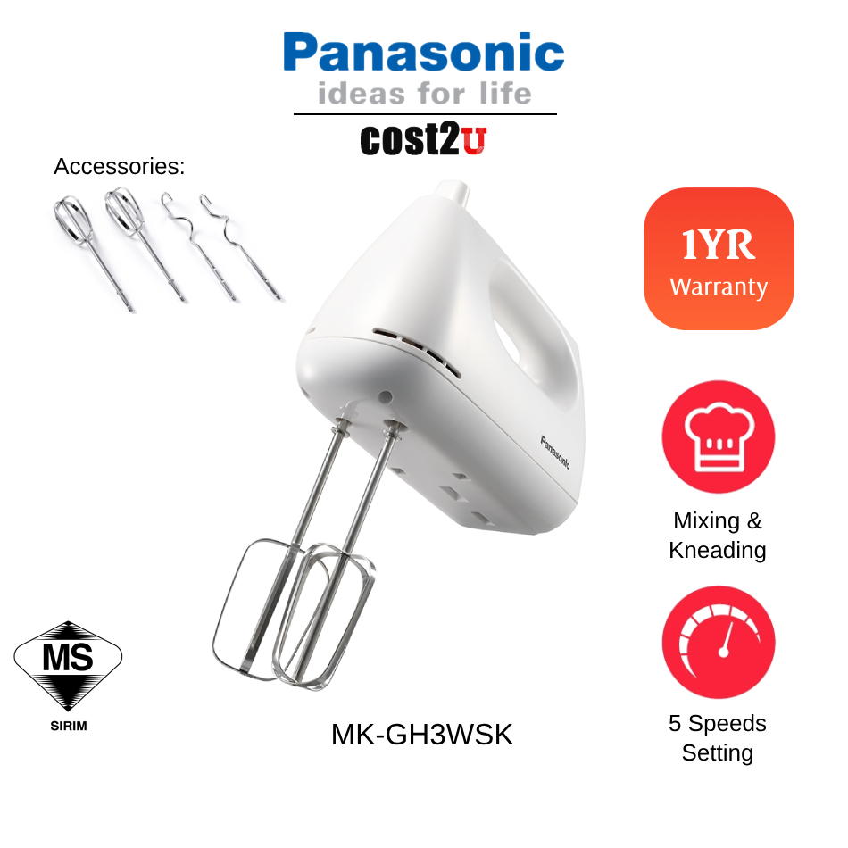 Panasonic 5 Speed Hand Mixer | MK-GH3WSK MK-GH3 (Pengadun Tangan Beater Dough Machine Hand Blender 搅拌器)