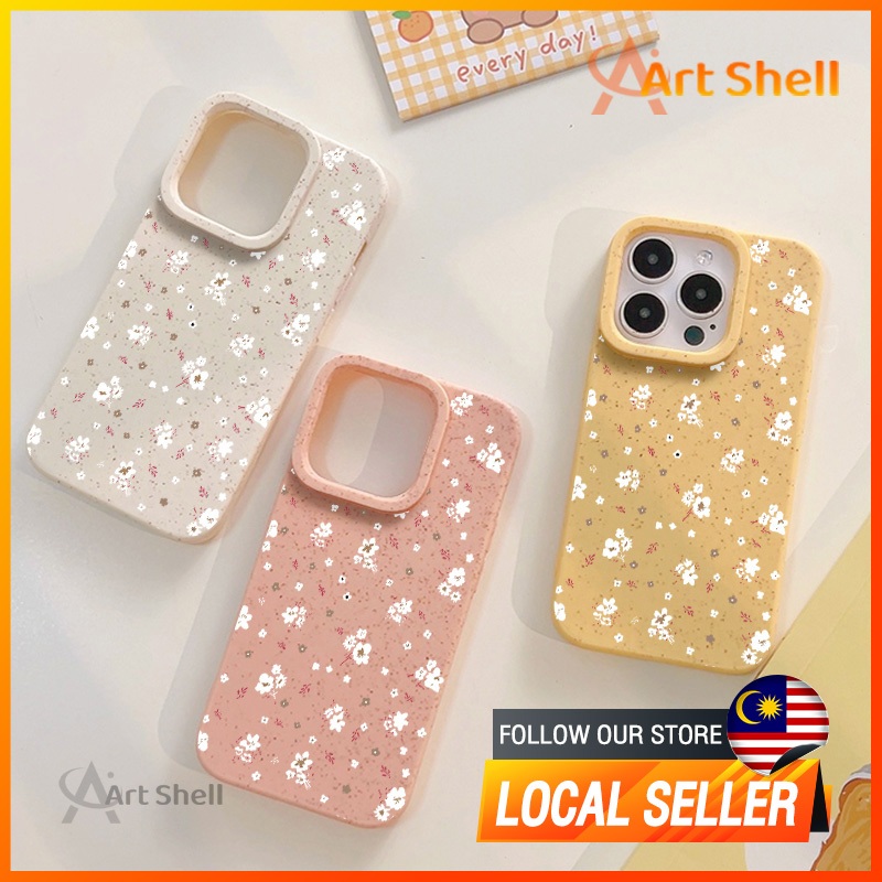 For iPhone 16 14 Pro max Small white floral ins Trendy shell 13 12 11 15 8plus 7plus iPhone Case XR X Xs Max 11pro