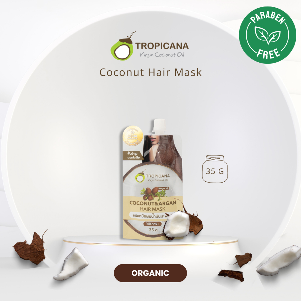 [100% Authentic] Tropicana Coconut & Argan Hair Mask 35g- Cold Pressed Virgin Coconut Oil [Fully Imported From Thailand]