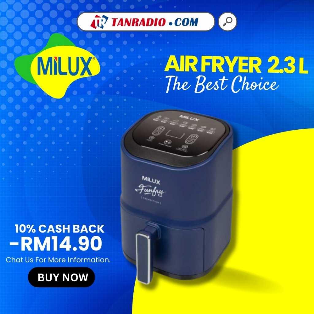 Khind Air Fryer Digital Touch Control Panel LED Display Sirim  arf26 Pengoreng Tanpa Minyak Milux Air Fryer