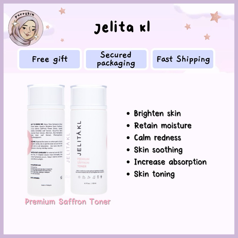 Jelita KL Premium Saffron Toner PST 2.0 Rose Clay Mask RCM by Jelitakl Saffron Face Hair Mist SFHM