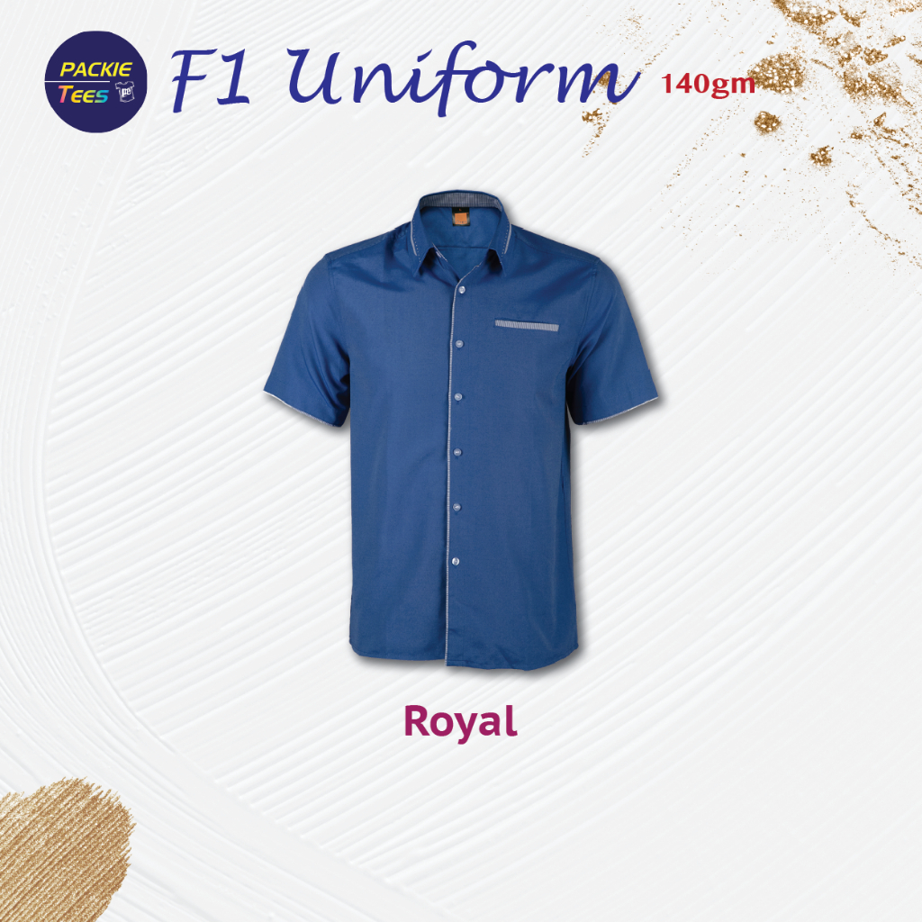 CORPORATE UNIFORM ROYAL BLUE 60% COTTON/40% POLYESTER COLLAR SHORT SLEEVE F14008 MENS F140 BIRU