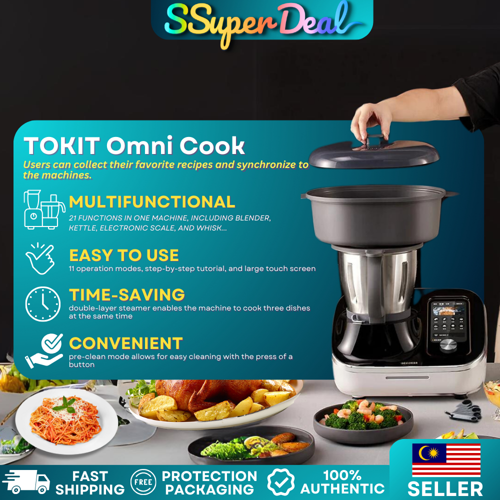 TOKIT Omni Cook: Your Smart Home Chef, With 【Stir-Frying, Cutting, Slow Cooker, Steamer, Juicer, Etc.】