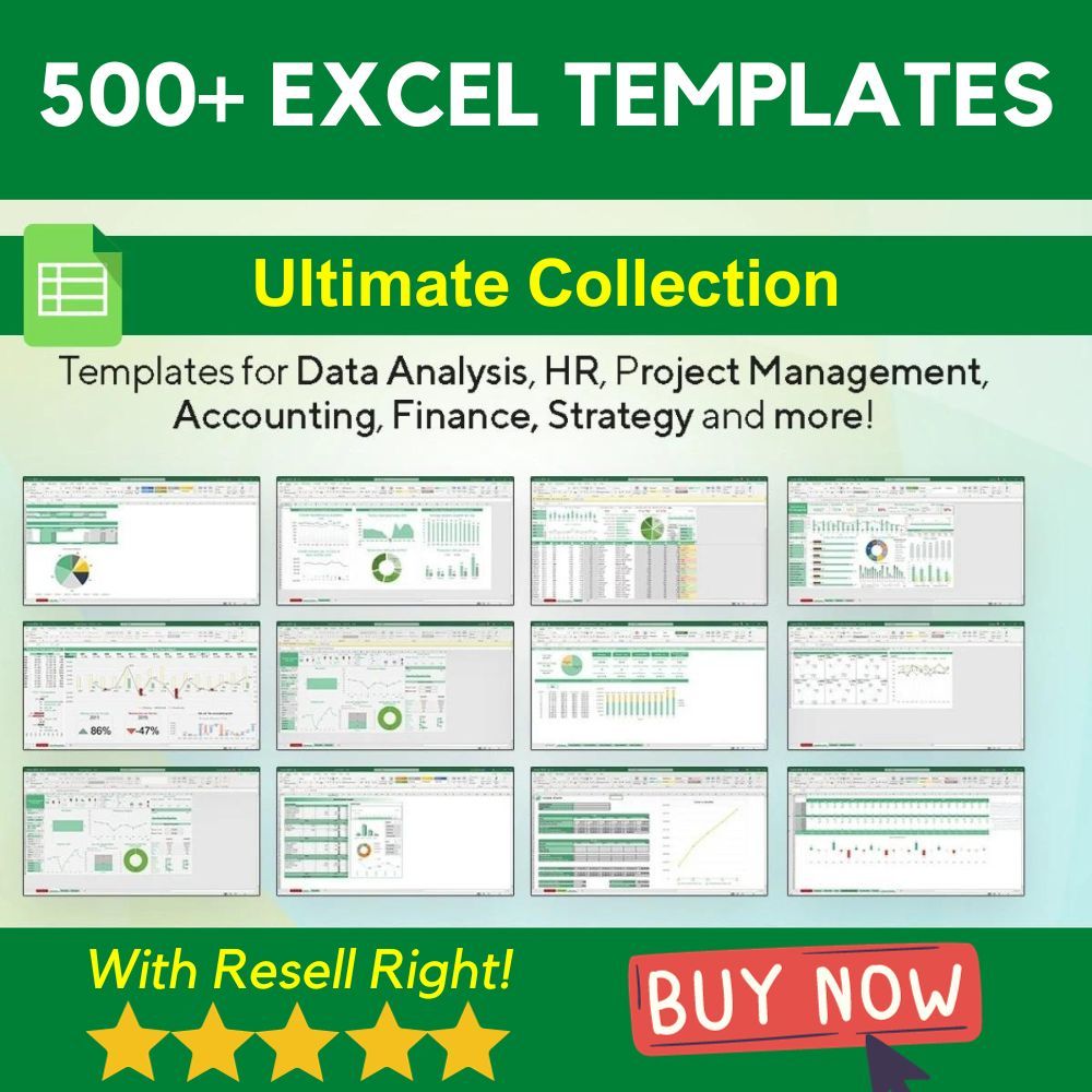 500+ Excel Templates | Business ǀ Personal ǀ Project ǀ Tracker ǀ Chart ǀ Invoice | PLR Can Resell