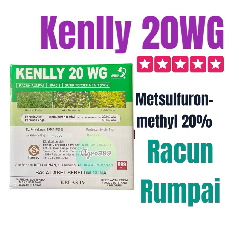 RACUN RUMPUT KENLLY 20WG 1kg- RACUN RUMPUT SAMBAU - RACUN RUMPUT KERBAU - RACUN RUMPUT AKAR RUAS-RUAS -LIDAH TIONG