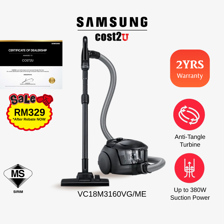 Samsung Canister Bagless Vacuum Cleaner 1800W | VC18M3160VG/ME VC18M31A0HP/ME (Penyedut Habuk 吸尘器)