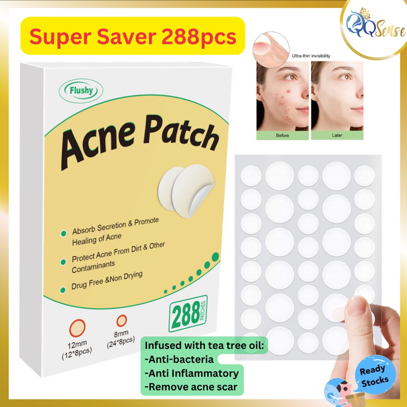 288Pcs Invisible Acne Patch Tea Tree Oil Acne Repair 杀菌修复痘痘贴 Pimple Removal Patch Acne Scar Acne Treatment Sticker