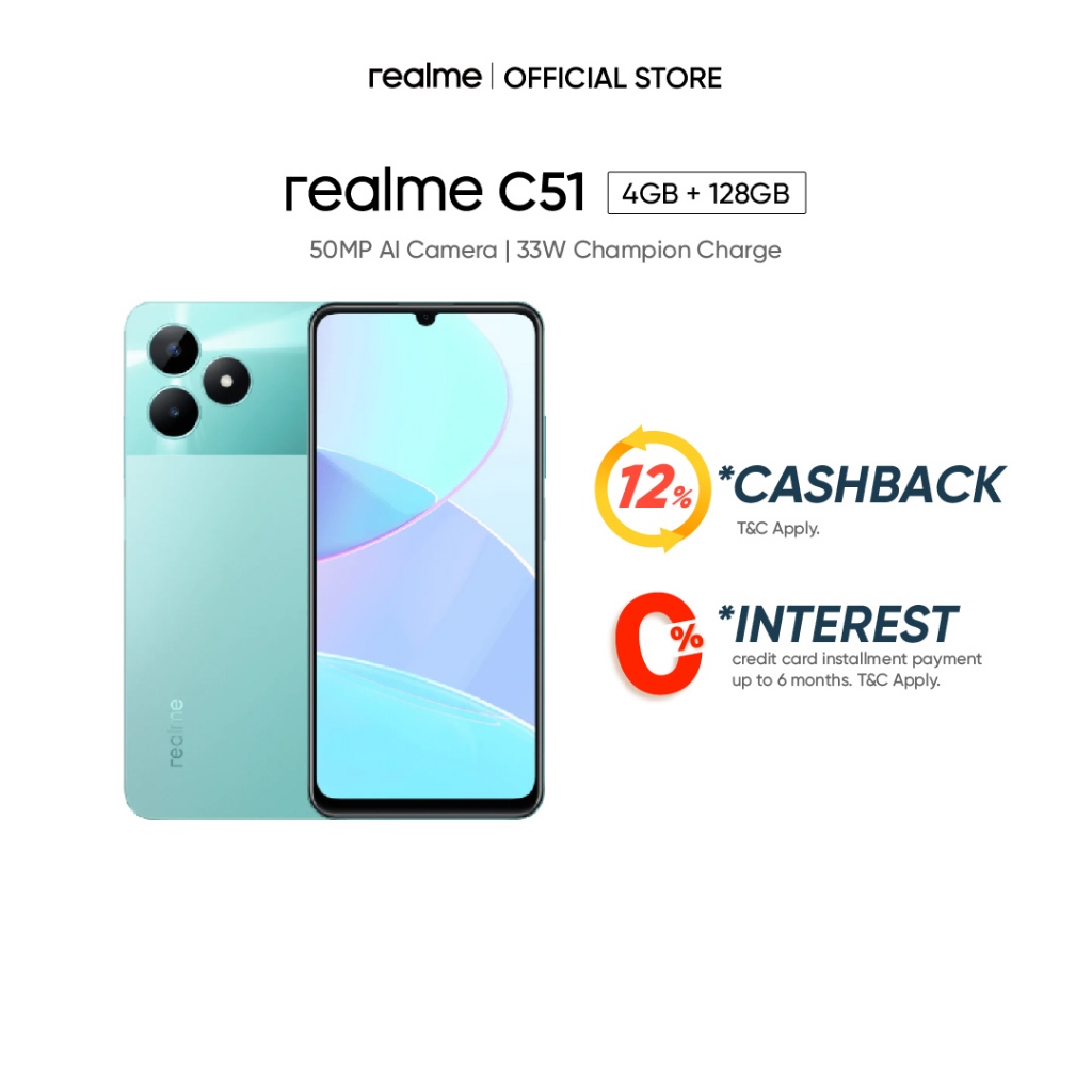 realme C51(4+128GB) | 50MP AI Camera | 33W Champion Charge | 5000mAh Massive Battery | 90Hz Display