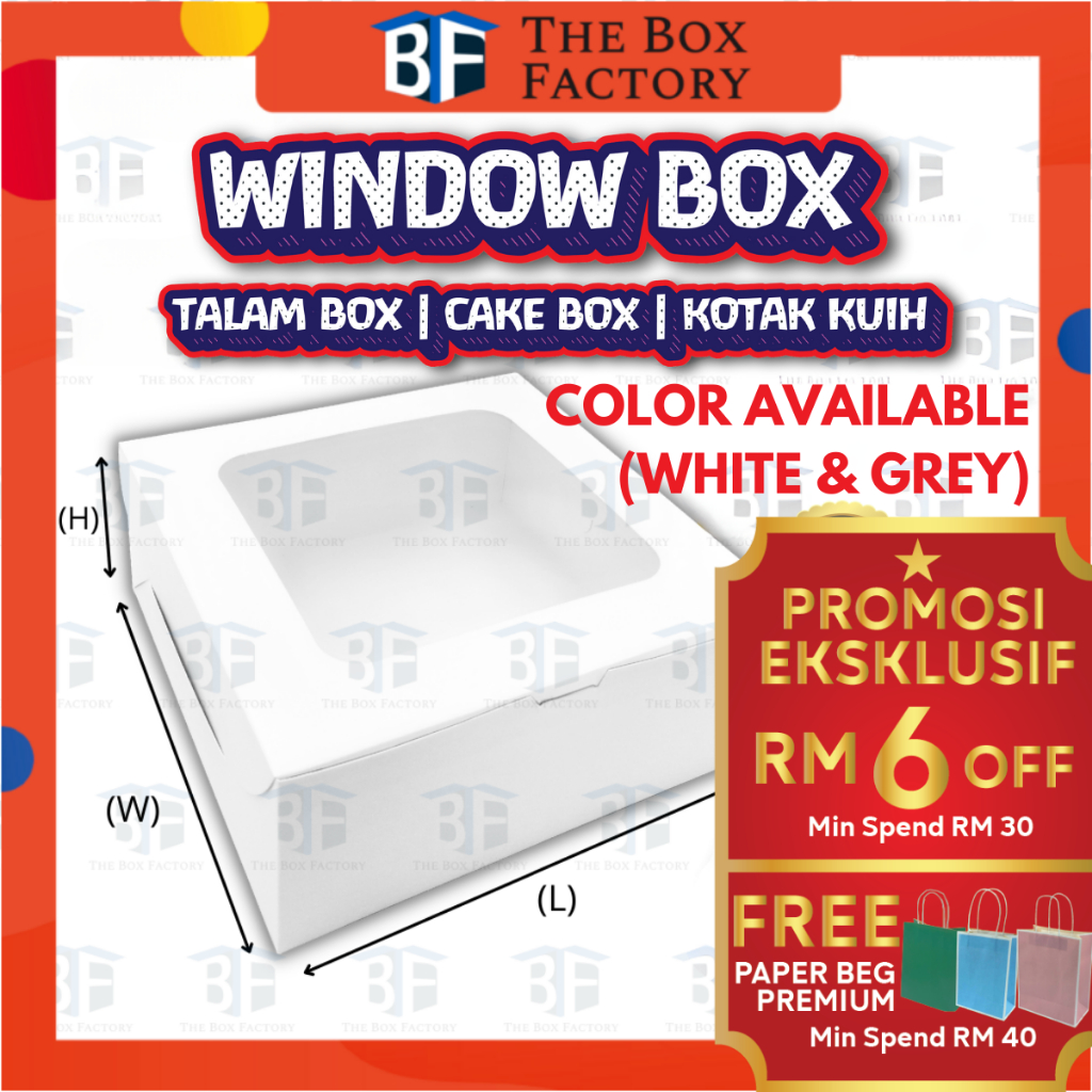 CHEAP Window Cake Box Extra Thick Folding Box with Window Kotak Kuih Talam Kotak Kuih Lapis / Kotak Kek Tingkap