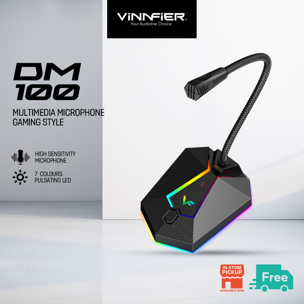 Vinnfier DM100 Multimedia Microphone Suitable Online Singing Whatsapp WeChat Skype Social Media Zoom Call Google Meet