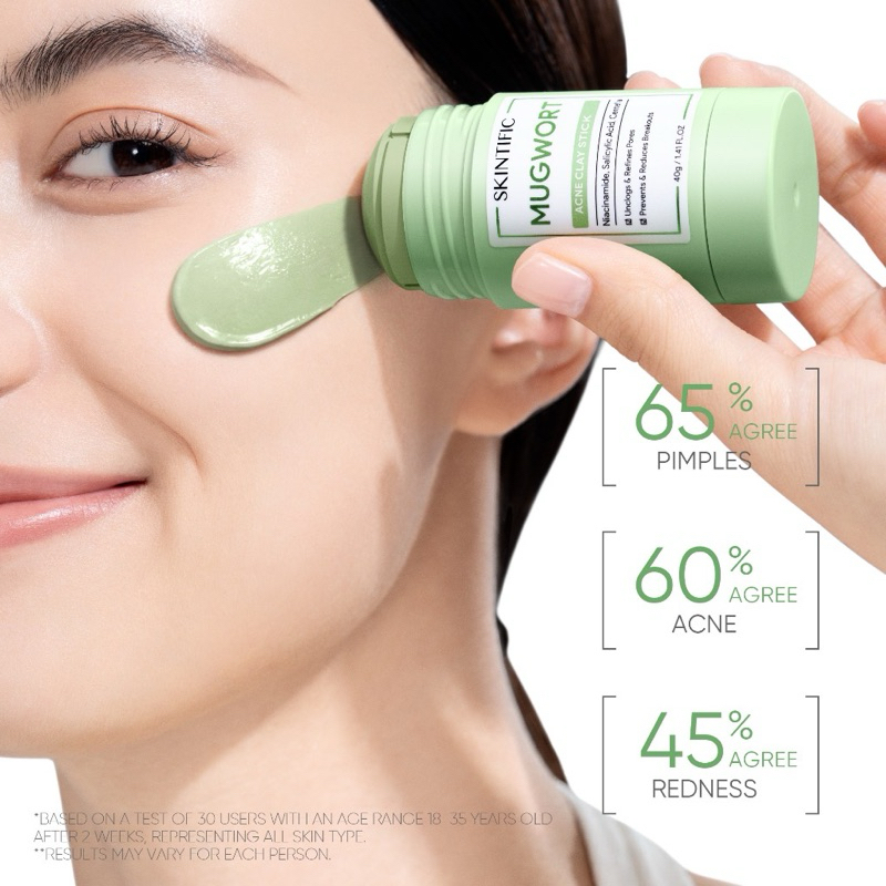 SKINTIFIC Clay Mask Stick kit - Mugwort Acne Facial Mask Alaska Volcano Blackhead Remover Mud Mask Mask Muka Skincare