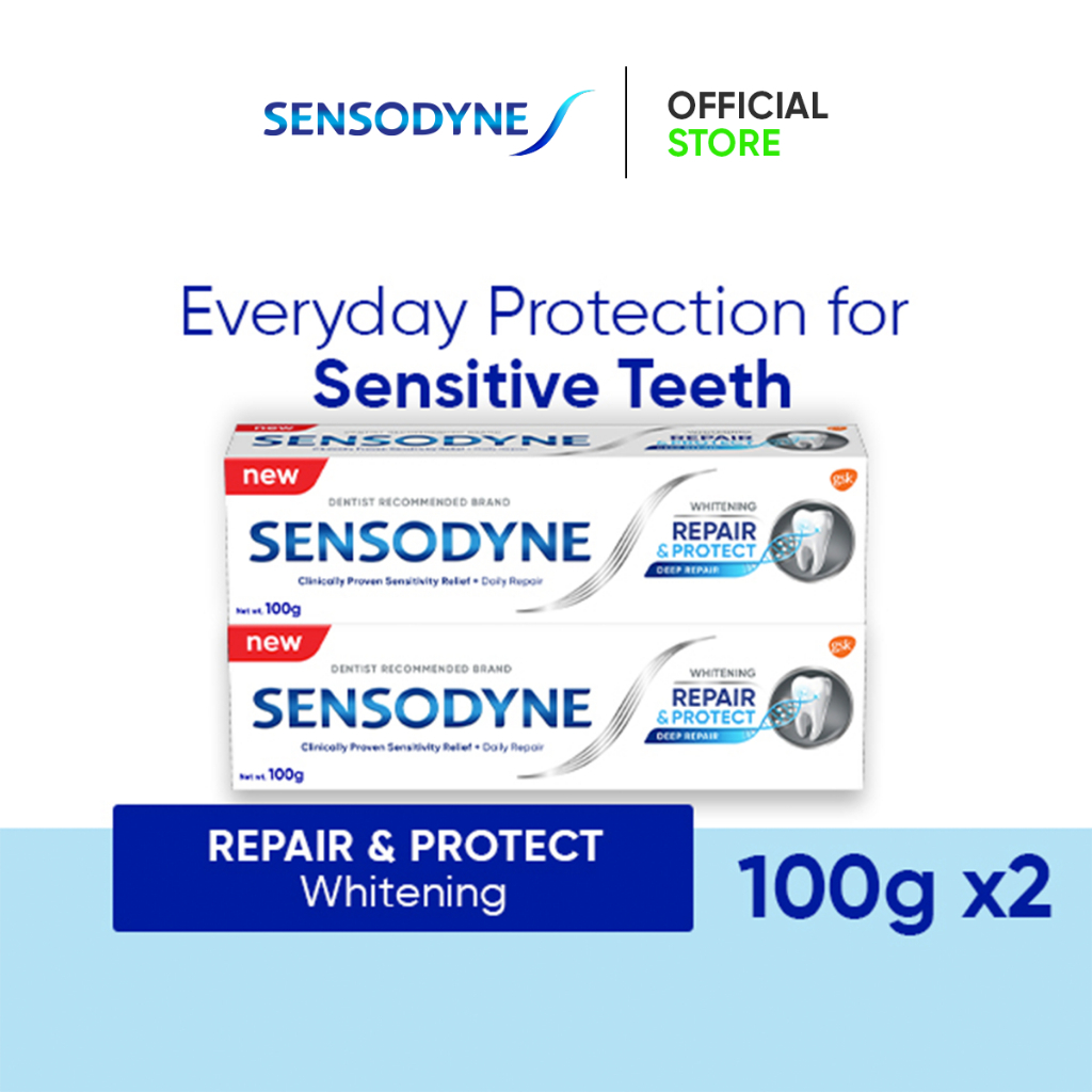 SENSODYNE Toothpaste Repair and Protect Deep Repair Lasting and Daily Sensitivity Protection - Whitening (100g x 2)