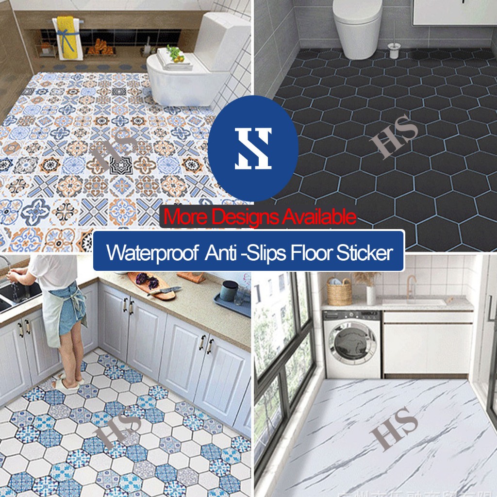 Non Slip Wallpaper Flooring Tile reform Kitchen Sticker Self Adhesive Waterproof Wallpaper Lantai Dapur Floor Sticker