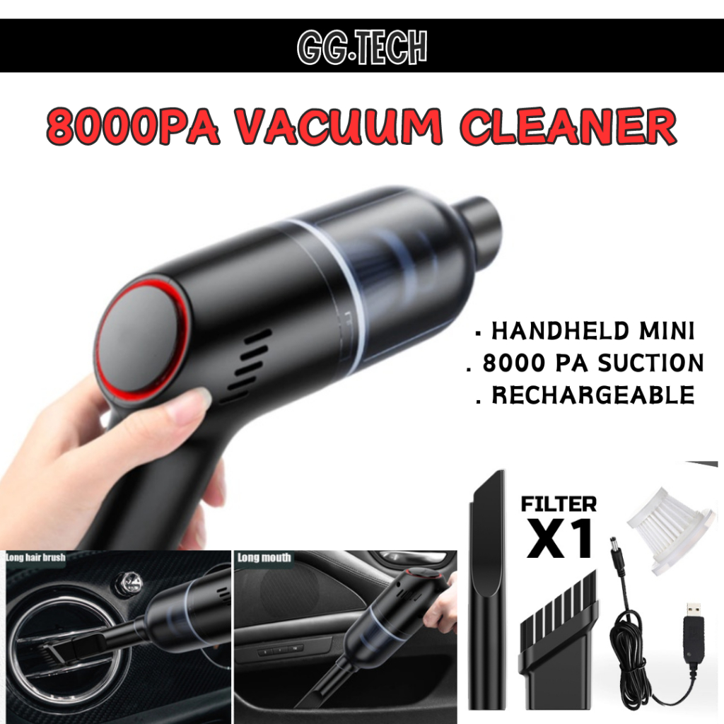 [8000PA] Portable Cordless Vacuum Cleaner Car Vacum Kereta Mini Cordless Wireless Vakum Car Kereta