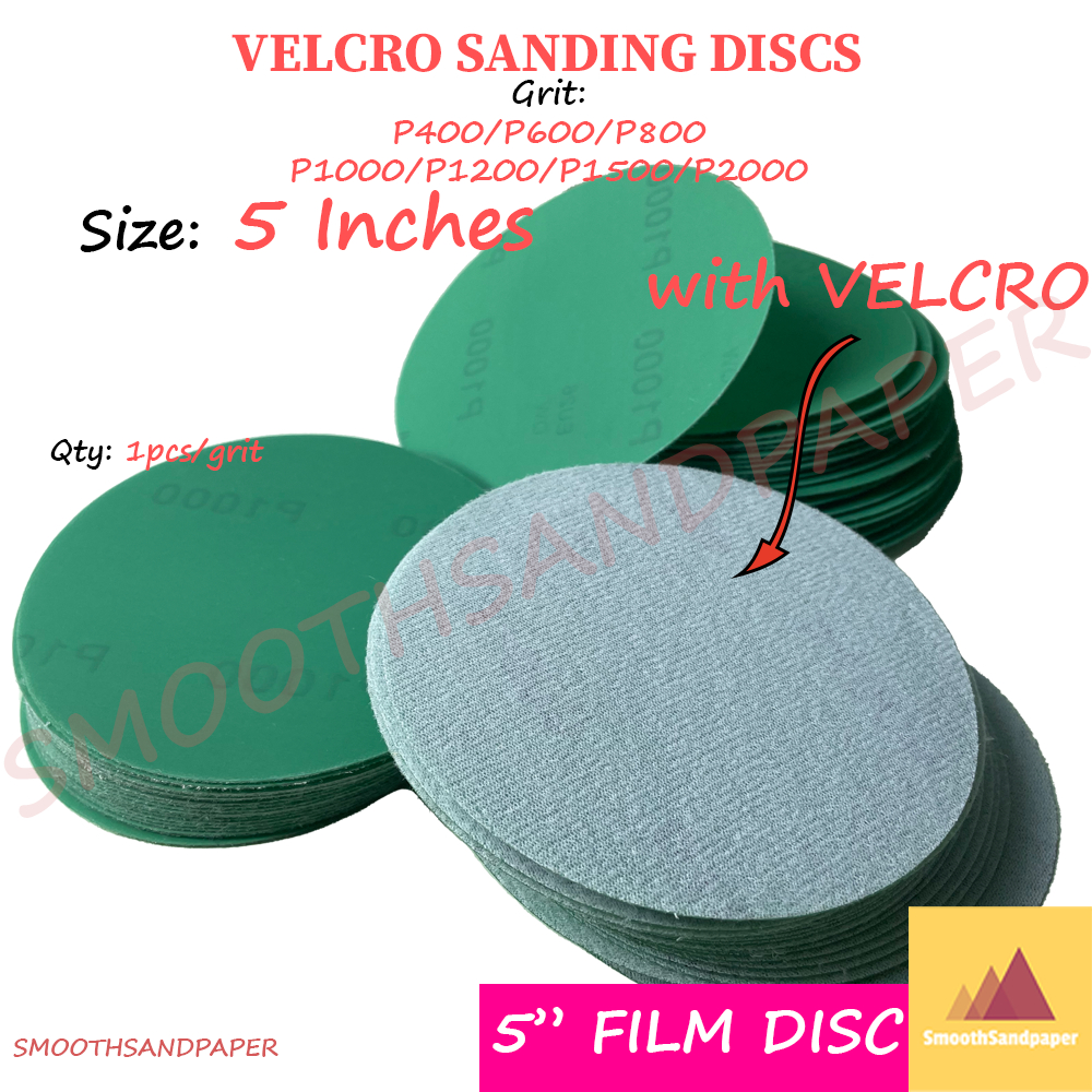 5Inches Velcro Film Wet Sanding Disc Sandpaper 聚酯薄膜绿砂圆砂盘 Polyester Film Abrasive Kalis Air Bulat 5'' image 3