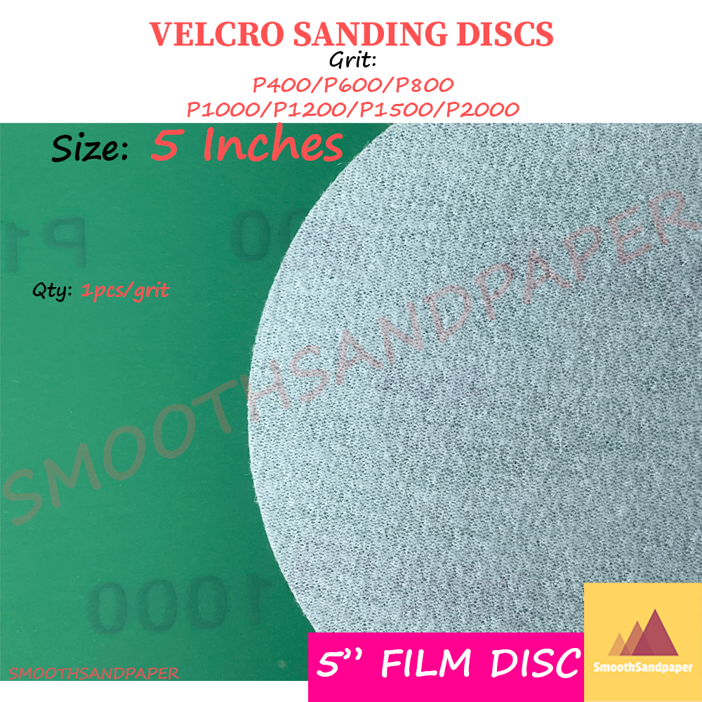 5Inches Velcro Film Wet Sanding Disc Sandpaper 聚酯薄膜绿砂圆砂盘 Polyester Film Abrasive Kalis Air Bulat 5'' image 5