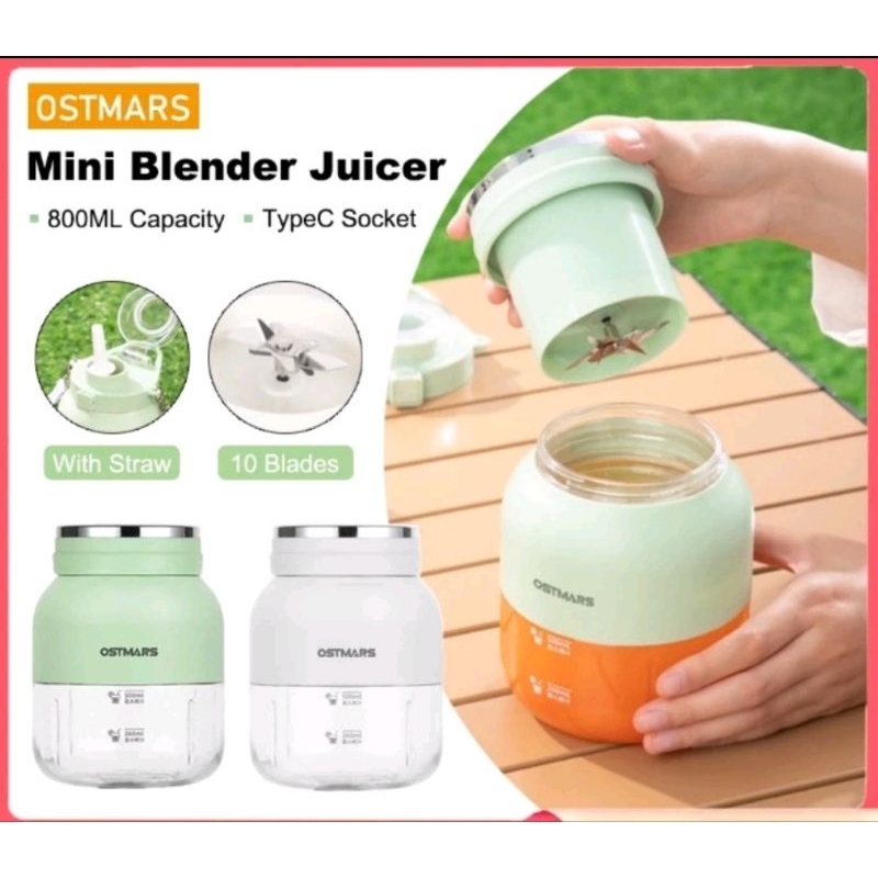 OSTMARS Mini Blender Juice Blender Buah Jus Ice Crusher Ice Blended Machine Mesin Air Batu 800ml