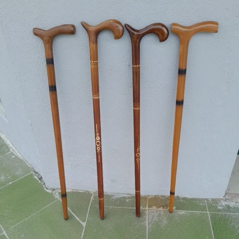 Tongkat kayu jati curvy wooden walking stick rheumatism kayu jati indonesia..