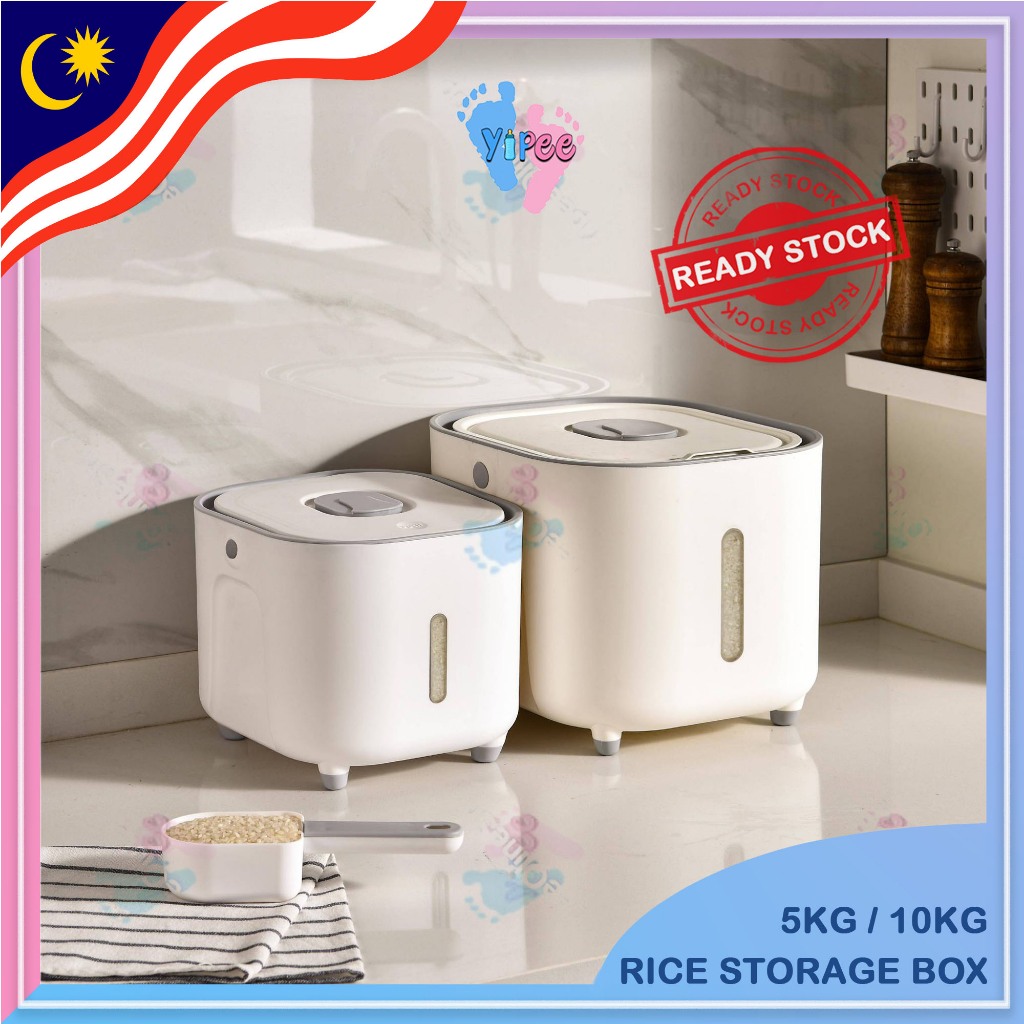 Rice Storage Box Grain Container Household Rice Bucket Insect Proof Sealed Kitchen Organizer Bekas Beras AC-303