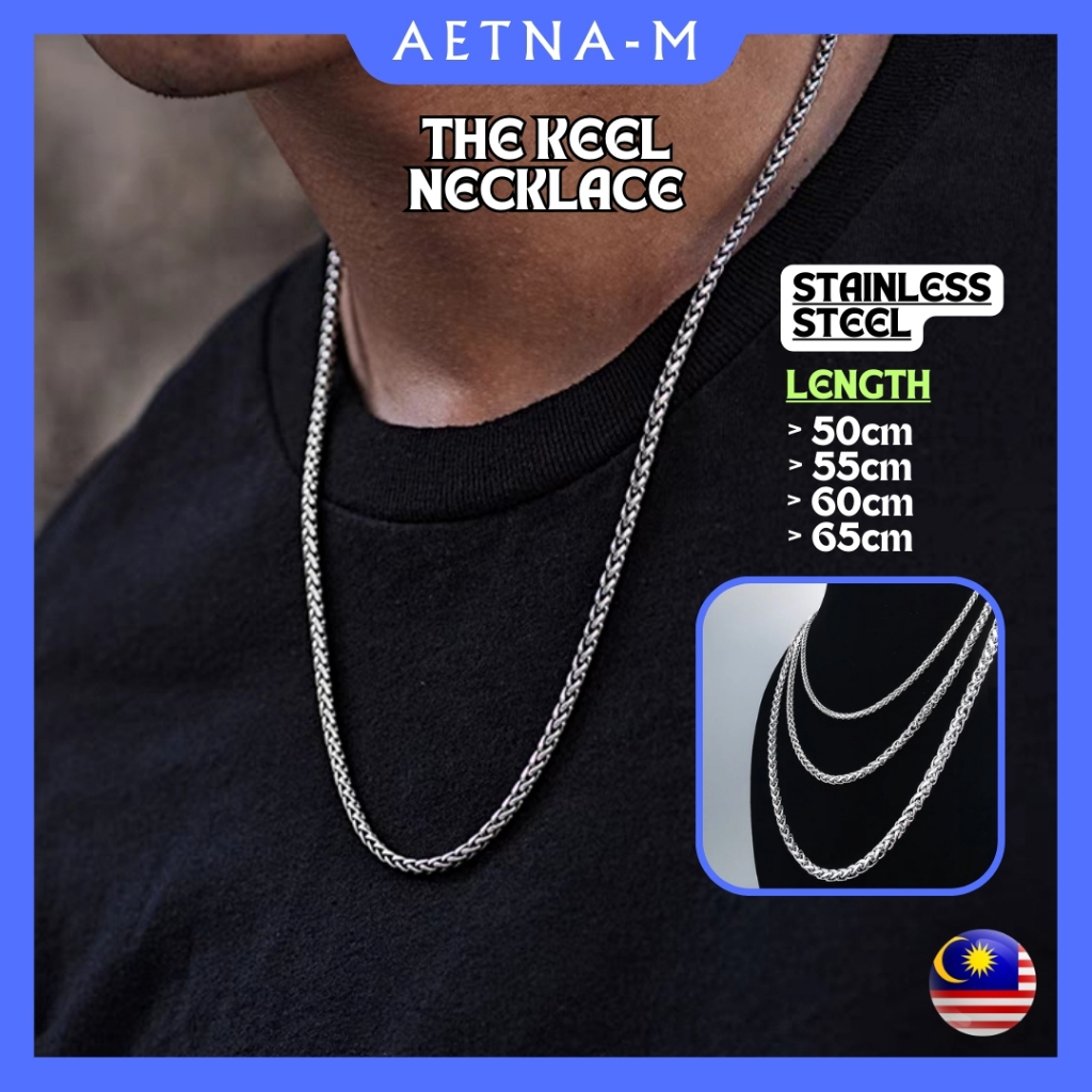 The Keel Silver Stainless Steel Necklace Chain Kalung Anti Karat Rantai Leher Lelaki Wanita Fashion Men Women 龙骨项链