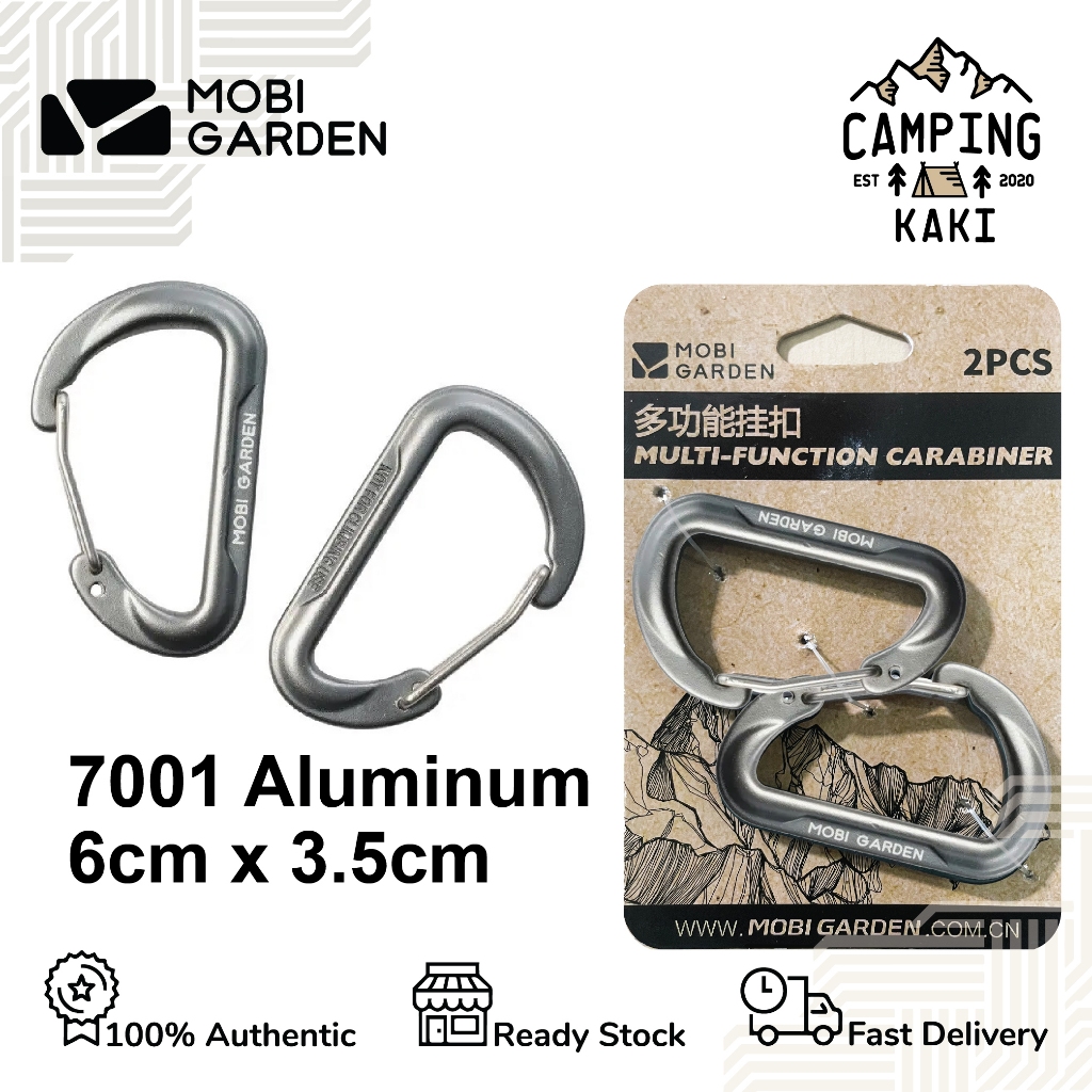 Mobi Garden Carabiner 7001 Aluminum Alloy Steel 60mm 2pcs (6CM x 3.5CM) 30g Carabiner Keychain Outdoor Hiking Carabiners