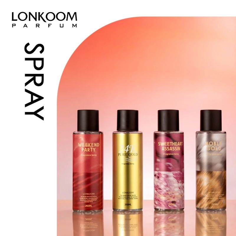 LONKOOM Fragrance Spray 250ml Sweetheart Assassin/24K Gold/Noble Gold/Weekend Party Tahan lama Fresh Air