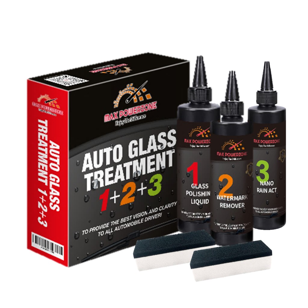 🇲🇾MaxPowerzone Auto glass treatment 1+2+3 in 1set Cecuci minyak watermark remover nano rain act