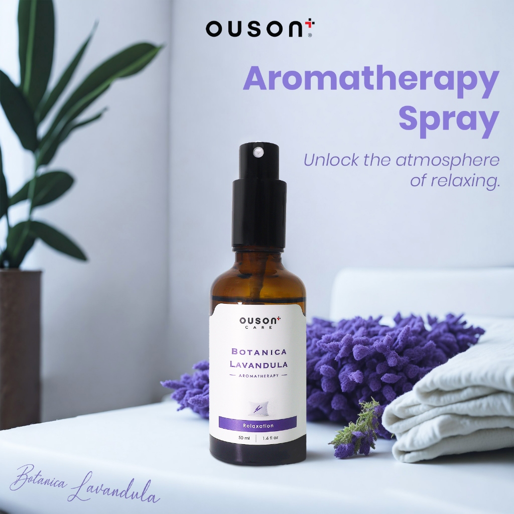 Ouson Botanica Lavandula Aromatherapy Lavender Essential Oil Spray Relaxation Stainless Pillow 50ml